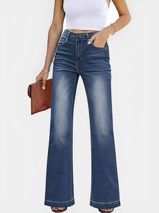 High Waist Bootcut Jeans w/ Pockets