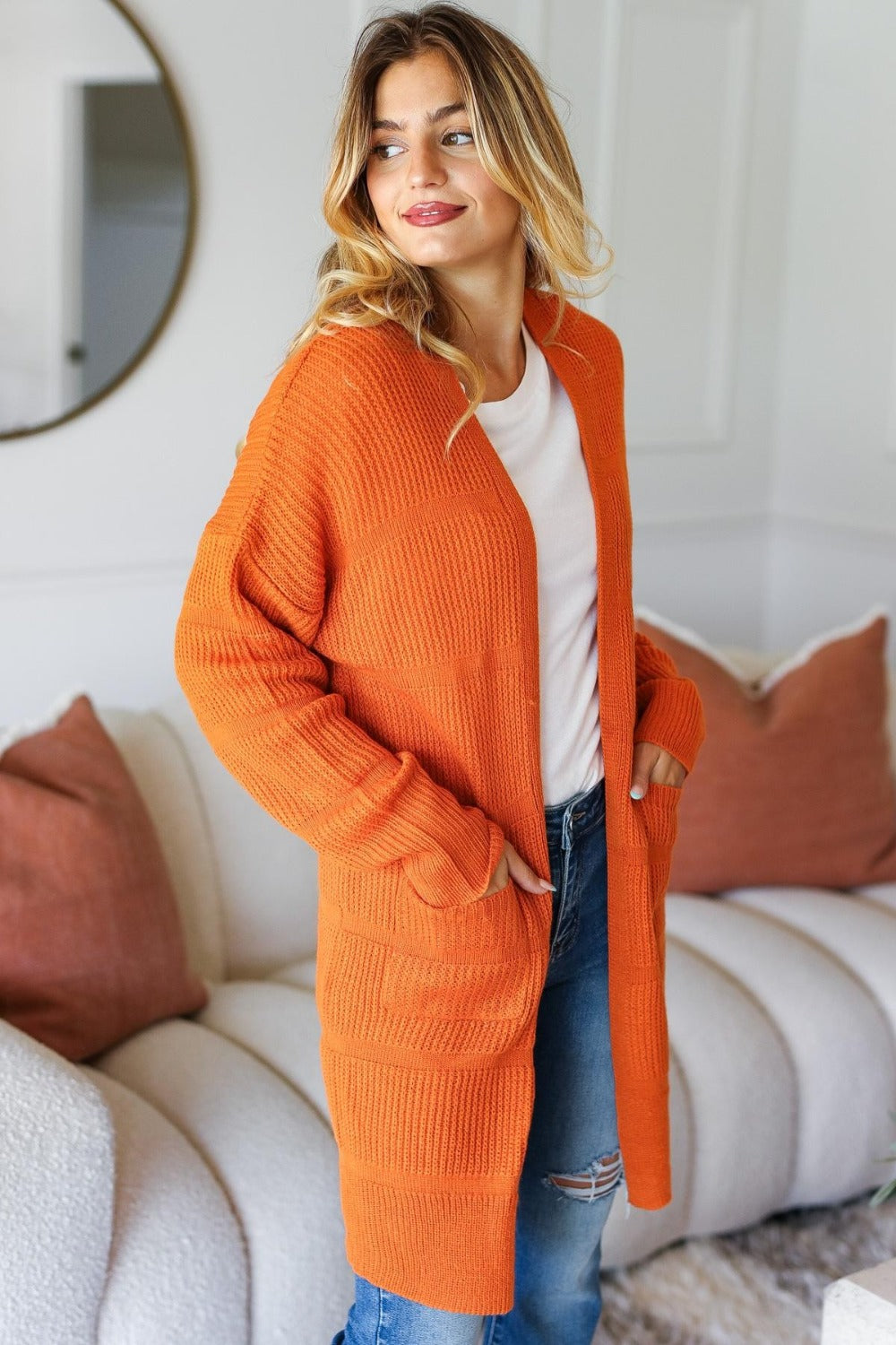 Haptics Open Front Cardigan with Pockets