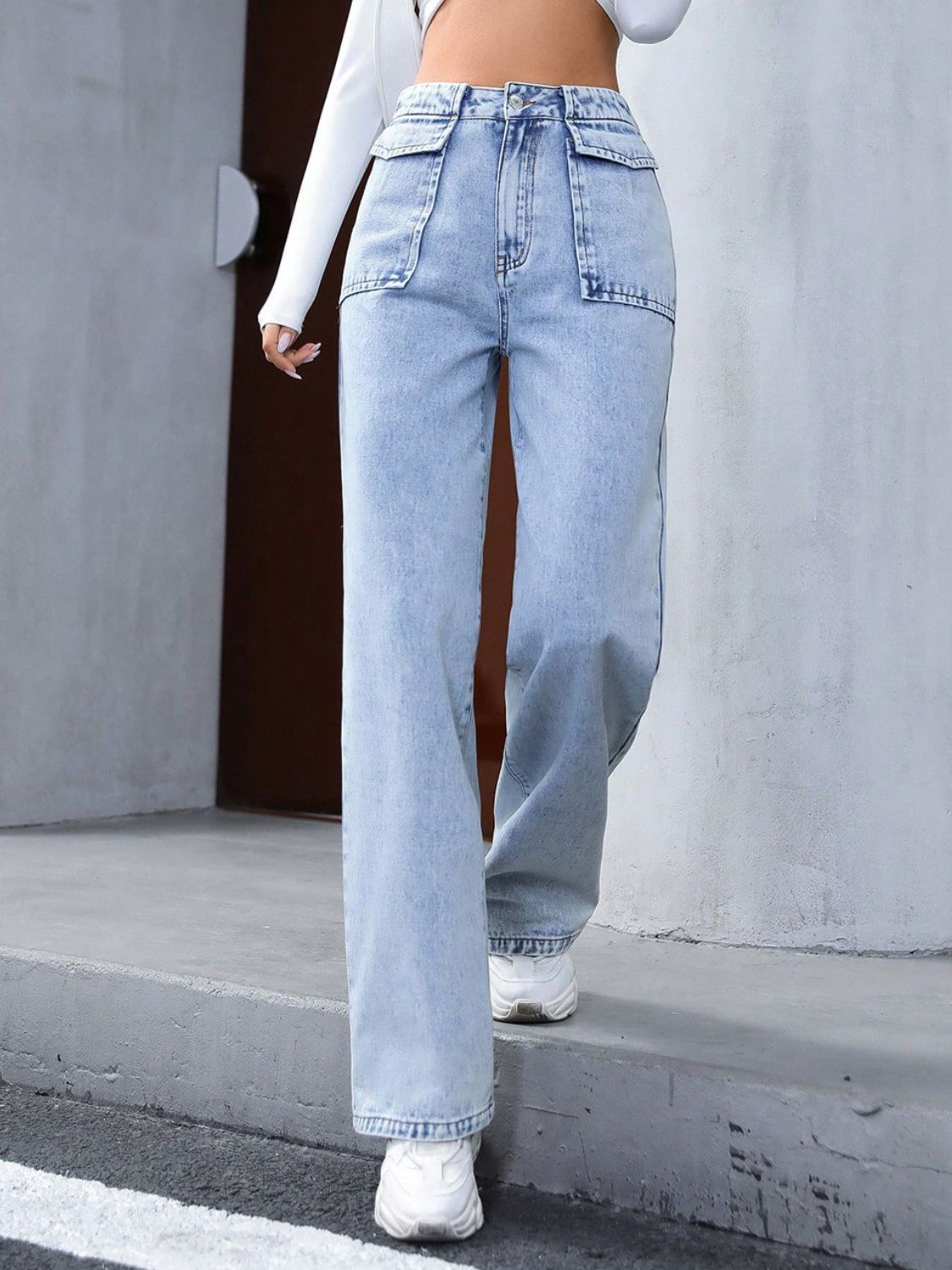 High Waist Straight Cut Jeans