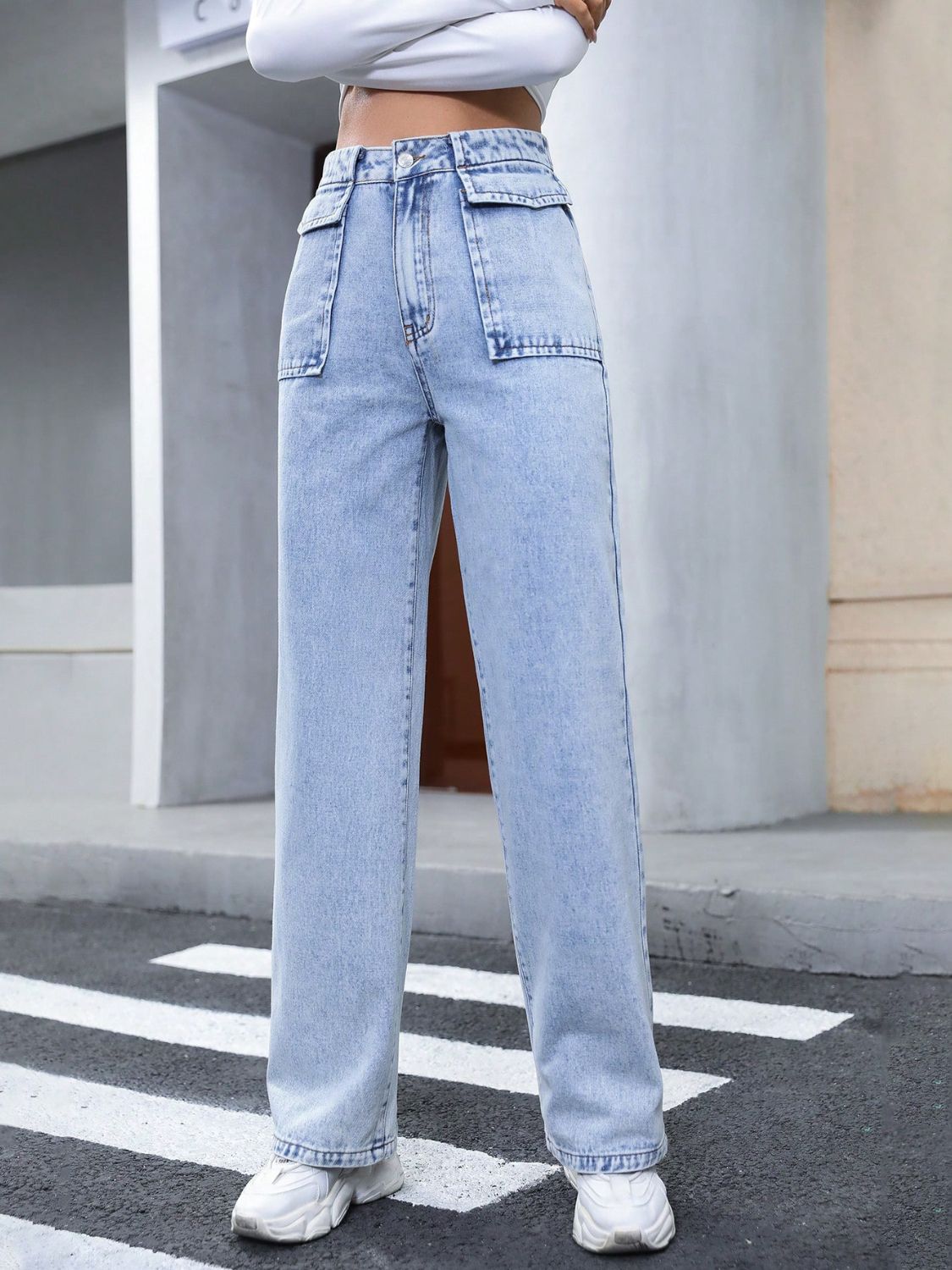 High Waist Straight Cut Jeans